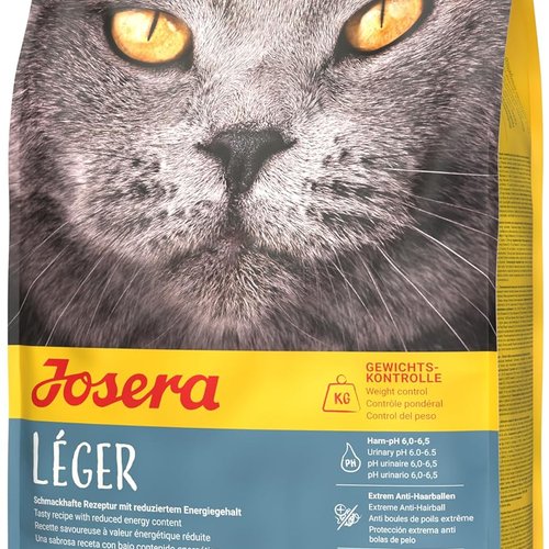 Josera - Pienso Gatos - 10 kg - Receta Léger - Mascota Adulta Esterilizada - Bajo en Calorías - Para Gatos con Sobrepeso - Ave de Corral, Maíz y Arroz