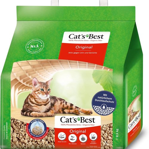 Cat's Best Arena para Gatos Aglomerante 5L, Tierra para Gatos de Hasta 7 Semanas de Uso, Arena Biodegradable de Fibra Vegetal Ecológica, 2.1 kg (Paquete de 1)