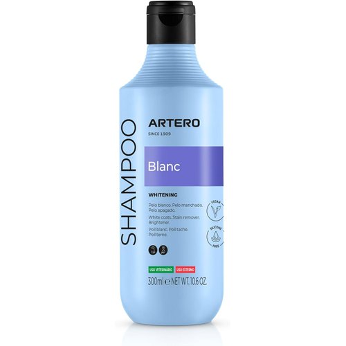 Artero Blanc Champú Blanqueante para Perros de Pelo Blanco, brillo y limpieza profunda, apto para perros negros, grises y azules