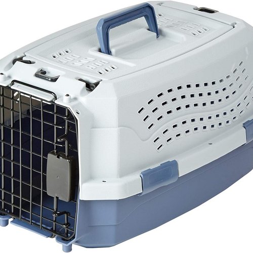 Amazon Basics Gato Trasportín de 2 puertas con carga superior, 48 cm, Azul