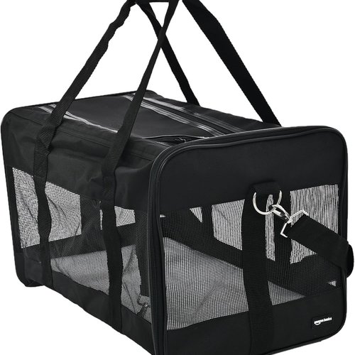 Amazon Basics Bolsa transportadora para mascotas Gato, Perro AMZSC-002 con lados blandos, M, 42 x 27 x 28 cm (L x An x Al), Negro