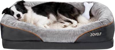 JOYELF Large Cama de Espuma viscoelástica para Perros, Cama ortopédica para Perros y sofá con Funda extraíble Lavable y Juguetes chirriantes como Regalo