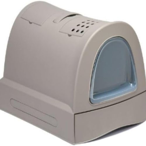 IMAC - Arenero Cubierto Zuma para Gato, 40 x 42,5 x 56 cm, Gris, Bandeja Sanitaria con Filtro de Carbón, Higiene y Confort Garantizado