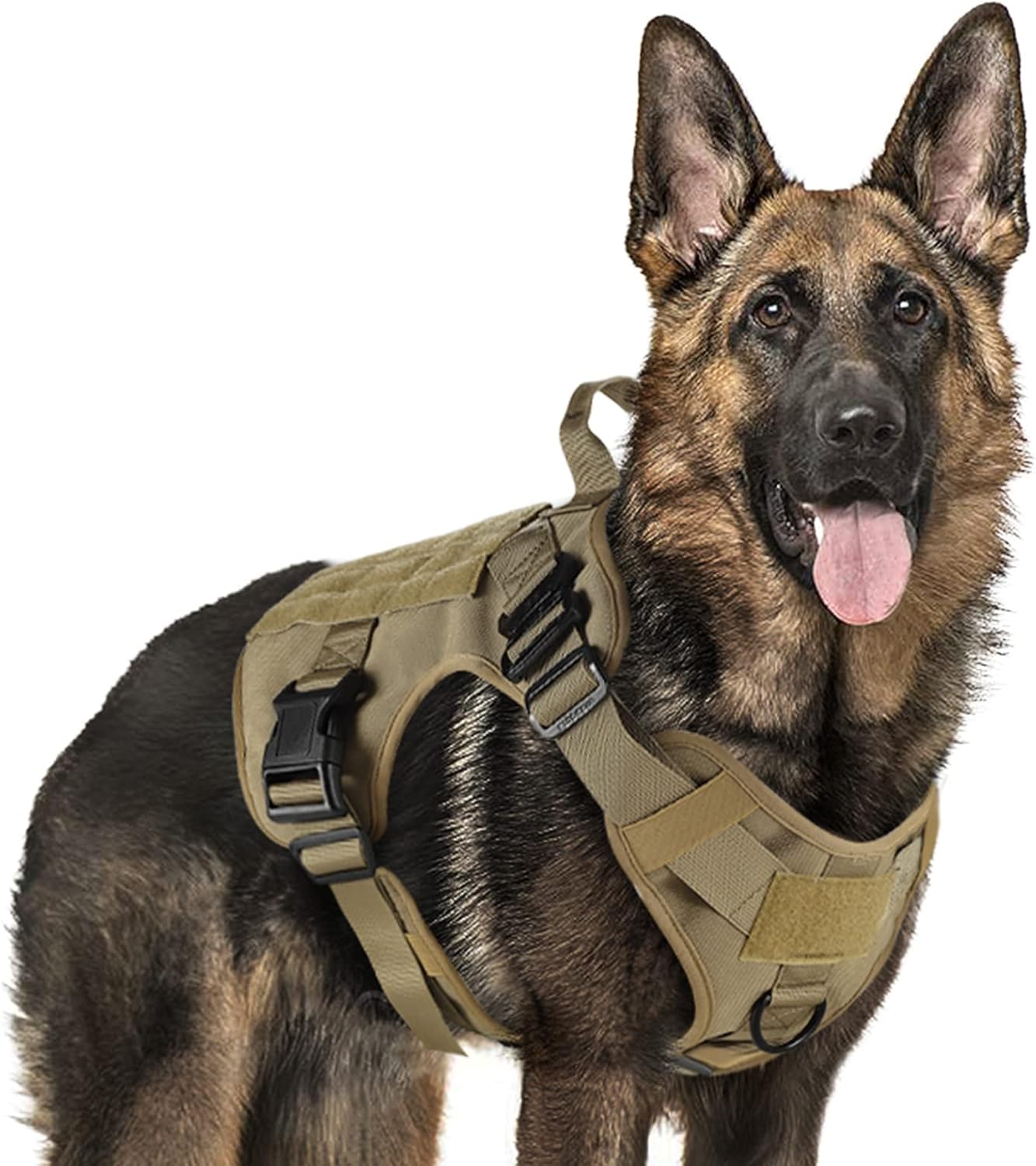 rabbitgoo Arnés Táctico Perro Grande, Antitirones, Malla Transpirable, 2 Anillas Ajustables con Técnica Molle