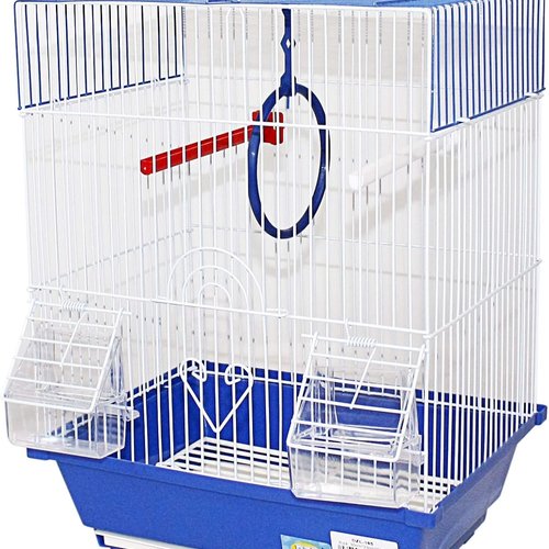 DZL- Jaula para pajaros con comederos,Palos y Columpios 30X23X39CM Jaula agapornis Jaula para ninfas,Color Azul/Purpura/Rojo se Entrega al Azar