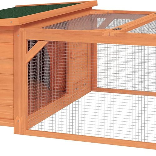 PawHut conejera para Conejos Enanos con Techo de Asfalto abrible Jaula para Animales pequeños Exterior Interior Patio Trasero Resistente a la Intemperie Madera de Abeto Naranja+Verde 125,5 x 100 x 49