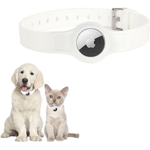 Collar Perro para AirTag, Nylon Ajustable con Funda de Silicona, Anti Pérdida, GPS Tracker, para Perros Pequeños y Medianos