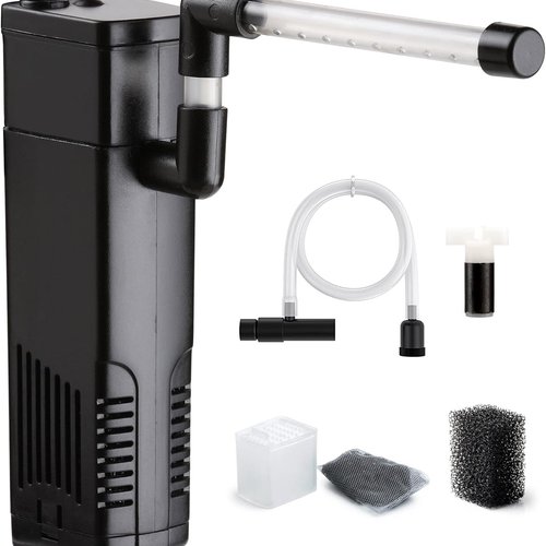 NICREW Filtro para Acuario 20 L, Filtro Acuario Interno con Carbón Activado de Flujo 150 L/H, Filtros Internos para Acuarios, 3.5 W