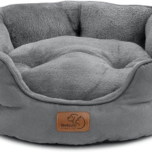 Bedsure Cama Grande Lavable Gatos - Redonda Antideslizante Interior para Gatitos y Cachorros, Gris 51x48x15cm