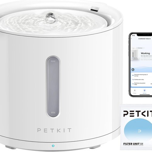 PETKIT EVERSWEET Fuente para Gatos 2L, Bomba Inalámbrica, Control de App, Bebedero Gatos Automatico, Ultrasilencioso, 3 Flujos de Agua, Filtro Triple, Ventana de Nivel de Agua, Luz Led