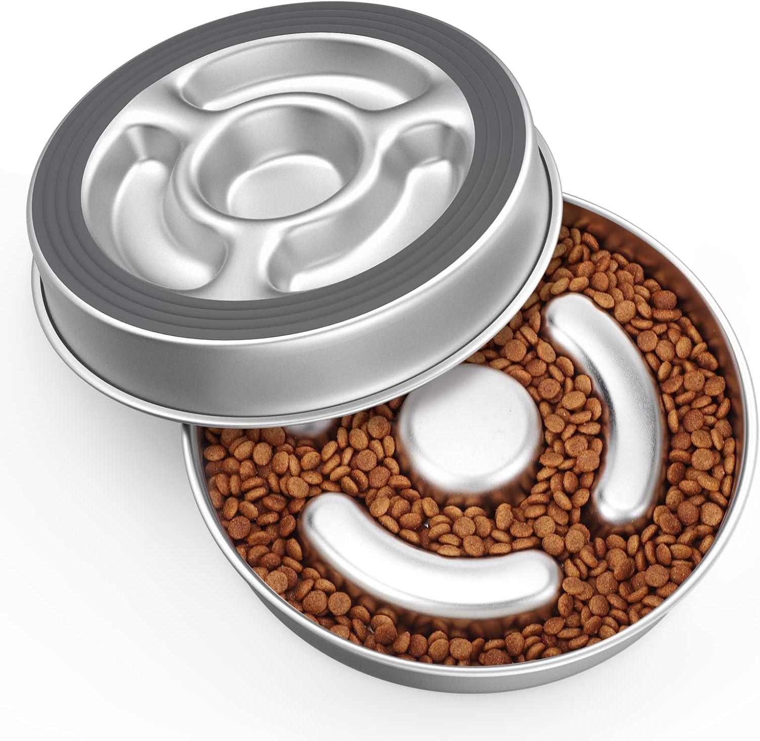 MIXJOY Comedero Perro Acero Inoxidable Antivoracidad, Antideslizante, Calidad Alimentaria, Evita Asfixia, 24,5 cm