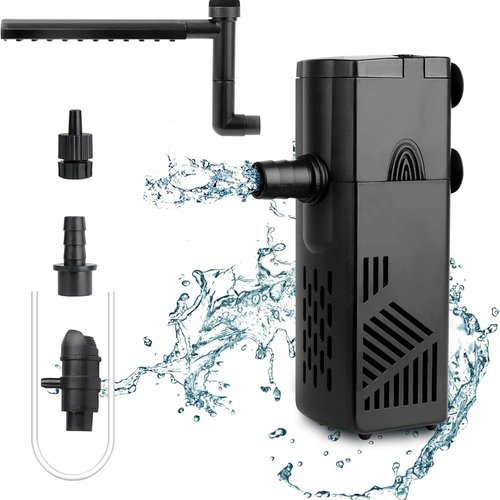 Hygger Filtro Interior para Acuario, 220L/H 3W Filtro de Tortuga Flujo de Agua Ajustable, Filtro para Acuario de hasta Apto para 20-40 litros