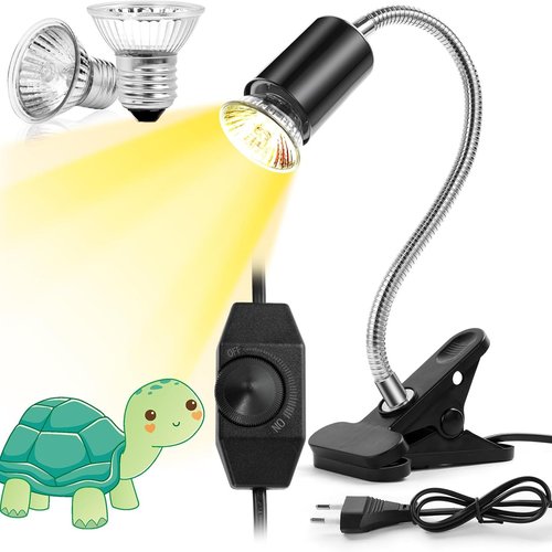 Lámpara Calor para Reptiles, E27 Regulable Lámpara de Calor de Terrario Regulable con Clip, Dos Lámparas Calor Arrastre de Tortuga UVB/UBA de 50 W, Apto para reptiles y anfibios