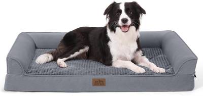 COZY KISS Sofá Perro Ortopédica Grande - Cama Perro Desenfundable y Lavable (Gris-U-Type, L(107 * 76 * 19CM))