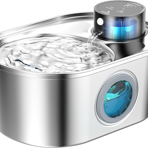 Fuente de Agua Inalámbrica para Gatos: Fuente de Acero Inoxidable para Mascotas, Dispensador Automático de Agua Inalámbrico para Interiores, Botella de Metal para Beber, Cuenco de Agua Recargable