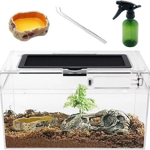 Reptile Growth PC Terrario combinación, 12" x 7"x 6" PC terrario Reptiles, PC terrarios para Reptiles para Leopardo Gecko dragón Barbudo Lagarto Caracol Palo Insecto tarántula Gecko Serpiente