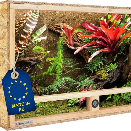 ITA Terrario de Madera 120x60x60 cm con ventilación Lateral e higrómetro Integrado - Terrarios de OSB-3 - para Reptiles, Serpientes, Anfibios - Producto UE, Certificado FSC