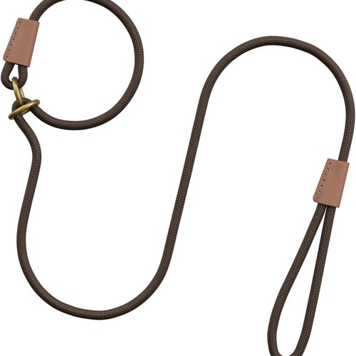 Correa Perro Lazo para Pequeño, Mediano y Grande - con Enganche de Metal Robusto y Asa Suave - Cómoda de sostener - Adecuado para Adiestramiento, Correr y Senderismo, Marrón, 1.5m