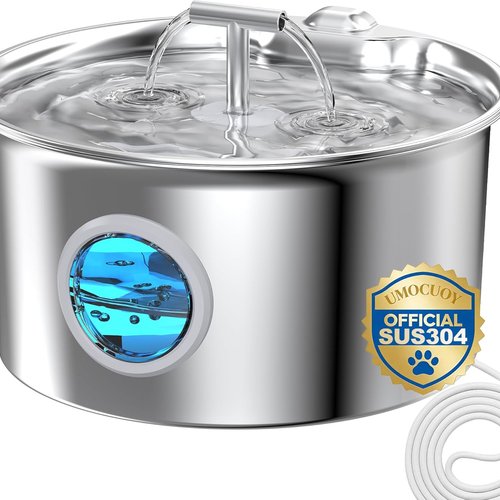 Fuente de Agua para Gatos de Acero Inoxidable: Fuente de Agua para Gatos - Fuente de Agua para Gatos de Interior - Cuenco Dispensador Automático de Agua para Mascotas
