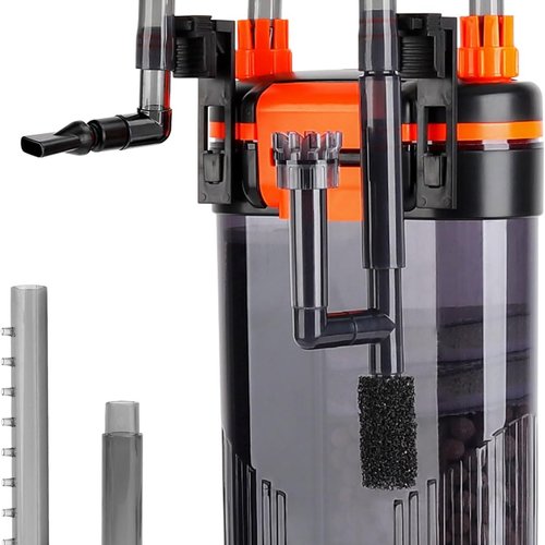 Hygger Filtro Acuario, 680 L/H 8W Filtro Acuario Extern, Silencioso Filtro Acuario Mochil con Boquilla de Pico Pato Salida de Tubo Ducha, Ajustable Aquarium Filter para Tanque de 150-225L