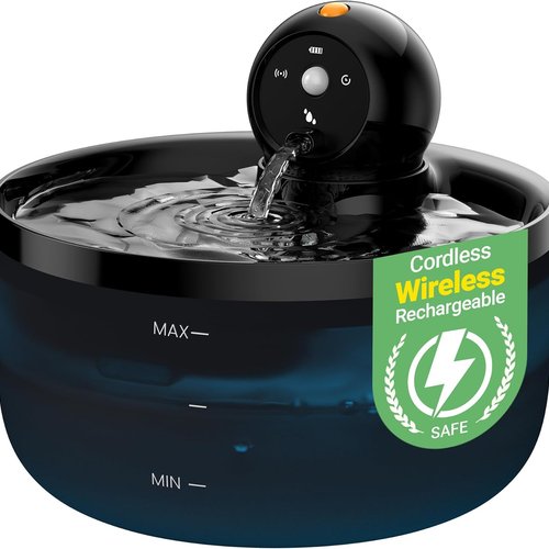 Fuente para Gatos sin Cable: Bebedero Gatos Automatico Inalambrica - 2.6L Fuente Gato con Sensor de Movimiento - Dispensador Agua Gato Recargable con Batería - Dispensador Agua Mascotas con Pilas