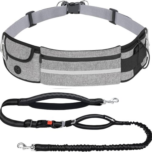 Pecute Correa para Perro Manos Libres con Bolsa, riñonera con Almohadillas Suaves, Asas Acolchadas Dobles y elástico Que Absorbe los Golpes para Caminar, Senderismo, Entrenamiento, Correr